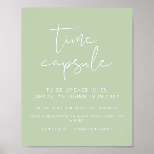 LEAH緑鮮やか赤ちゃんシャワー時間カプセル ポスター (正面)