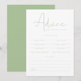 LEAH パステルグリーンの赤ちゃんアドバイス&予測カード 招待状