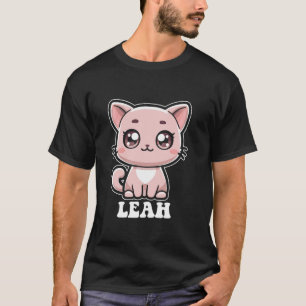 Leah Cute Cat Kittenデザインfor Girls Name Leah Tシャツ