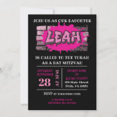 LEAH Graffiti Name Brick Wall Bat Mitzvah Einladun 招待状 (正面)