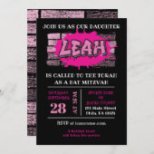 LEAH Graffiti Name Brick Wall Bat Mitzvah Einladun 招待状 (正面/裏面)