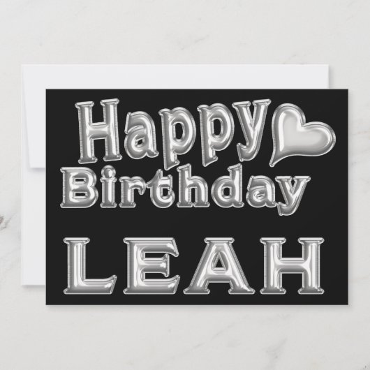 Leah Happy Birthday Karte Grußkarte mit Herz カード (正面)