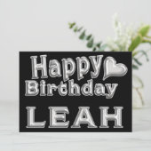 Leah Happy Birthday Karte Grußkarte mit Herz カード (スタンド正面)