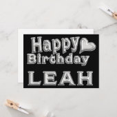 Leah Happy Birthday Karte Grußkarte mit Herz カード (正面/裏面インサイチュ)