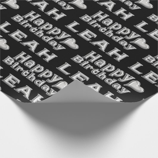 Leah Happy Birthday silver black Geschenk papier ラッピングペーパー (角)