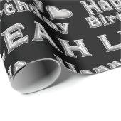 Leah Happy Birthday silver black Geschenk papier ラッピングペーパー (ロールコーナー)