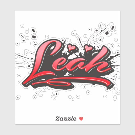 Leah red Heart Graffiti Aufkleber Sticker シール (シート)