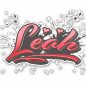 Leah red Heart Graffiti Aufkleber Sticker シール (正面)