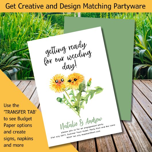 LeahGかわいいおもしろい夏のブライダルシャワータンポポ 招待状