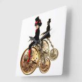 LeahGによるステームパンク男の女性ペニーのファニーの贈り物 スクエア壁時計 (傾斜)