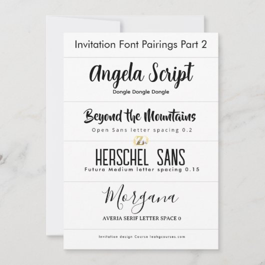 LeahGによる招待状のためのフォントの組み合わせ　パート2 招待状 (正面)