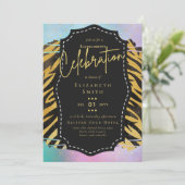 LeahGのプリティーでフェミニンなバチェロレッテ・グラマラス・アニマルプリント 招待状 (スタンド正面)