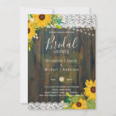 LeahGひまわり素朴レースライトブライダルシャワー 招待状 (正面)