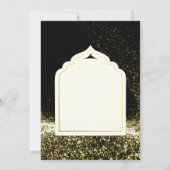LeahGイスラーム結婚ズ黒金ゴールドモスクエレガント 招待状 (裏面)