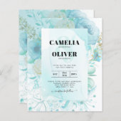 LeahGインクシーガラスターコイズアクア抽象芸術招待状 (正面/裏面)