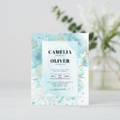 LeahGインクシーガラスターコイズアクア抽象芸術招待状 (スタンド正面)