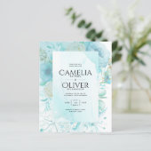 LeahGインクシーガラスターコイズアクア抽象芸術招待状 (スタンド正面)