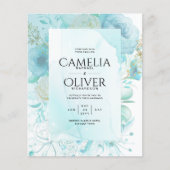 LeahGインクシーガラスターコイズアクア抽象芸術招待状 (正面)