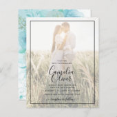 LeahGインクシーガラスターコイズアクア抽象芸術招待状 (正面/裏面)