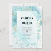 LeahGインクシーガラスターコイズアクア抽象芸術招待状 招待状 (正面)