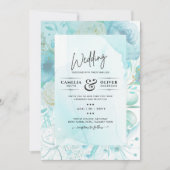 LeahGインクシーガラスターコイズアクア抽象芸術招待状 招待状 (正面)