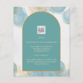 LeahGインクシーガラスターコイズティール(緑がかった色)金ゴールド招待状 (裏面)