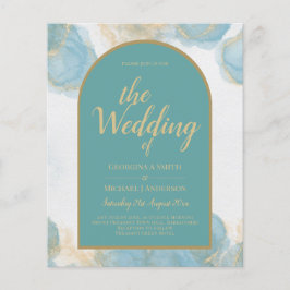 LeahGインクシーガラスターコイズティール(緑がかった色)金ゴールド招待状