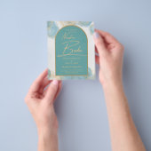 LeahGインクシーガラスターコイズティール(緑がかった色)金ゴールド招待状 チラシ (手)