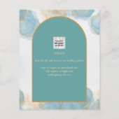 LeahGインクシーガラスターコイズティール（緑がかった色）金ゴールド招待状 チラシ (裏面)