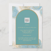 LeahGインクシーガラスターコイズティール（緑がかった色）金ゴールド招待状 招待状 (裏面)