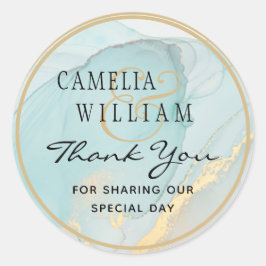 LeahGインクシーガラスティール（緑がかった色）金ゴールド結婚式の引き出物 ラウンドシール