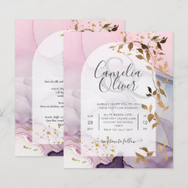 LeahGインクパープルグラデーションピンクピンク金ゴールド結婚ズ