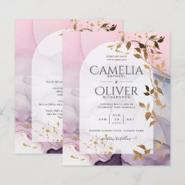 LeahGインクパープルグラデーションピンクピンク金ゴールド結婚ズ