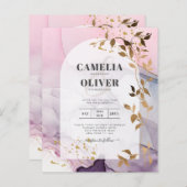 LeahGインクパープルグラデーションピンクピンク金ゴールド結婚ズ (正面/裏面)