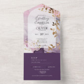 LeahGインクパープルグラデーションピンクピンク金ゴールド結婚ズ オールインワン招待状 (内側)