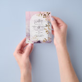 LeahGインクパープルグラデーションピンクピンク金ゴールド結婚ズ チラシ (手)