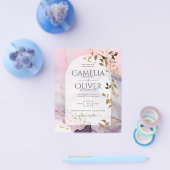 LeahGインクパープルグラデーションピンクピンク金ゴールド結婚ズ チラシ (シングル)