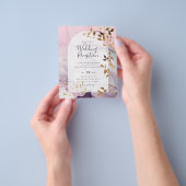 LeahGインクパープルグラデーションピンクピンク金ゴールド結婚ズ チラシ (手)