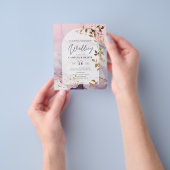 LeahGインクパープルグラデーションピンクピンク金ゴールド結婚ズ チラシ (手)