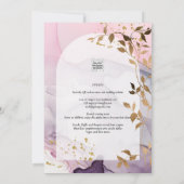 LeahGインクパープルグラデーションピンクピンク金ゴールド結婚ズ 招待状 (裏面)