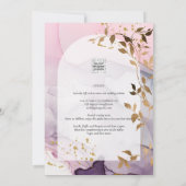 LeahGインクパープルグラデーションピンクピンク金ゴールド結婚ズ 招待状 (裏面)