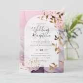LeahGインクパープルグラデーションピンクピンク金ゴールド結婚ズ 招待状 (スタンド正面)