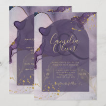 LeahGインクパープルグラデーションラベンダー金ゴールド結婚ズ