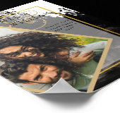 LeahGインク白黒金ゴールド結婚式の招待 ポスター (角)