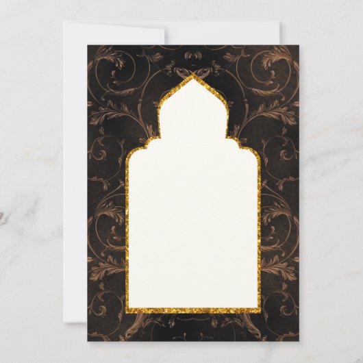 LeahGイ結婚スラーム黒金ゴールドモダンエレガント 招待状 (裏面)