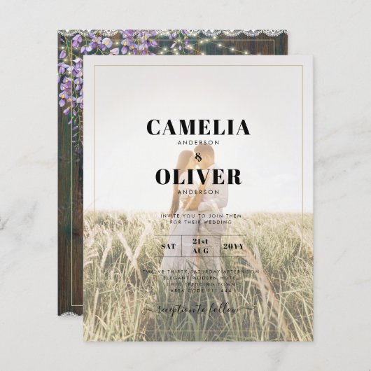 LeahGウィス素朴テリアレースフローラ結婚式の招待 (正面/裏面)