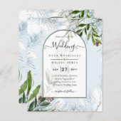 LeahGウィンターウェディングアクアブルーグリーン招待状 (正面/裏面)