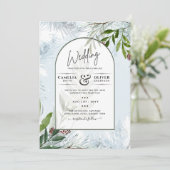 LeahGウィンターウェディングアクアブルーグリーン招待状 招待状 (スタンド正面)
