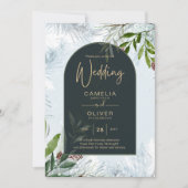 LeahGウィンターウェディングアクアブルーグリーン招待状 招待状 (正面)