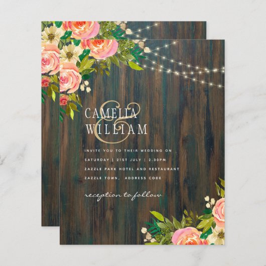 LeahGウッド素朴ピーチコーラルフローラ結婚ズ (正面/裏面)